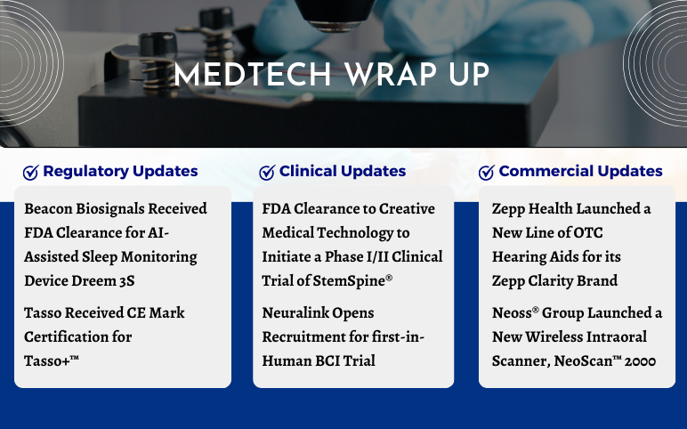 MedTech News for Neoss, Tasso, Neuralink, Zepp