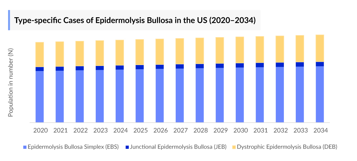 Type-specific Cases of Epidermolysis Bullosa in the US (2020–2034)